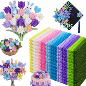 1000 Pcs 6mm 12" Bright Chenille Stems Pipe Cleaners Bulk DIY Craft Supplies, 10-Color Graduation Flower Kit for Teacher Bouquet Gifts