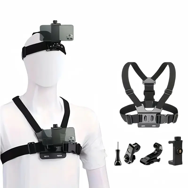 Phone Holder, Action Camera Strap Set with Phone Clip, Durable Smartphone Accessories, Durable Adjustable Fixing Mount for Gopro/Phone/Osmo Action, Sports Camera Accessories, Gift for Boyfriend, Back to School Supplies, Men's Gadgets, Holiday Essentials