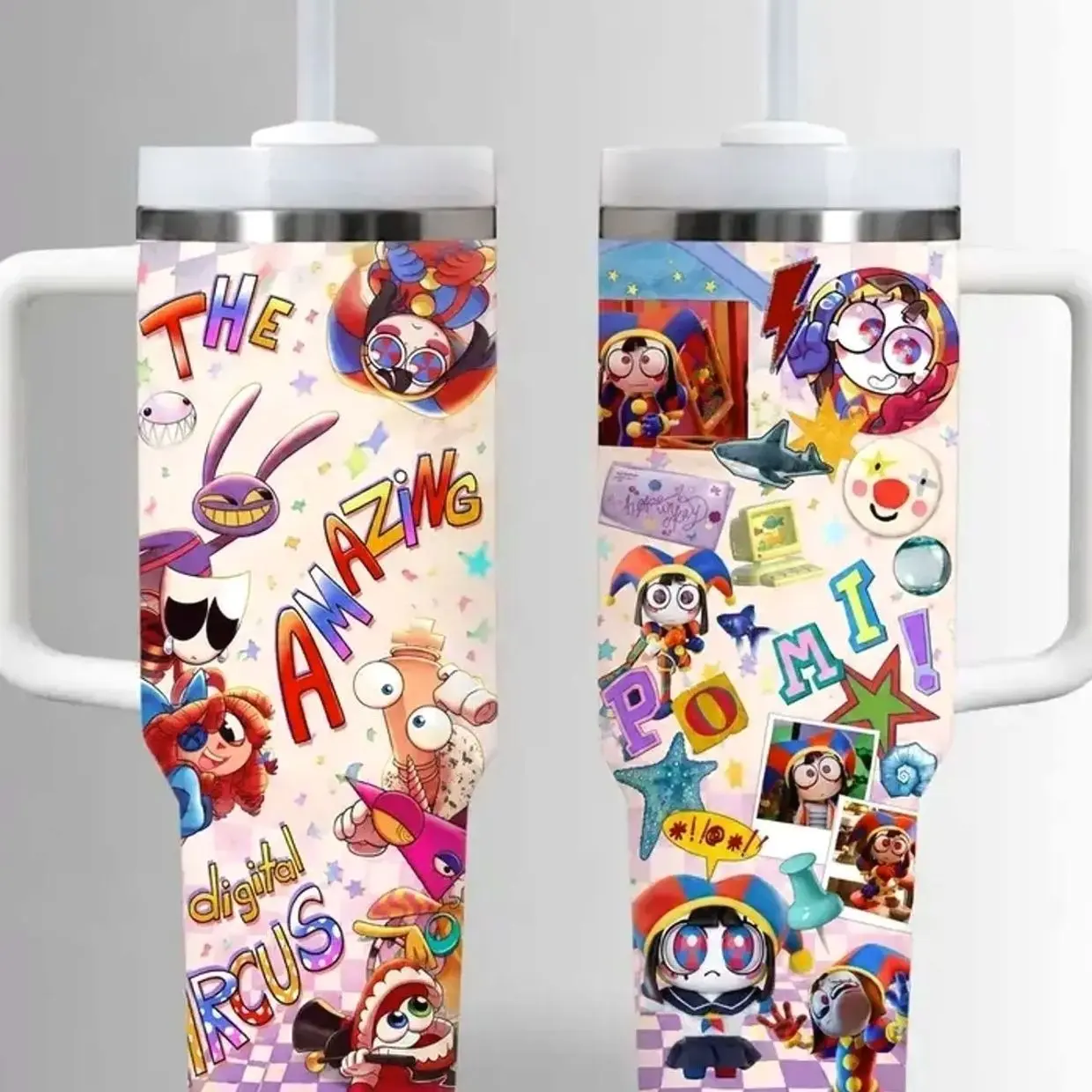 40oz Pomni The Amazing DC Insulated Tumbler with Handle and Straw, Double Wall Vacuum Insulated Travel Mug, Trendy Collector Drinkware