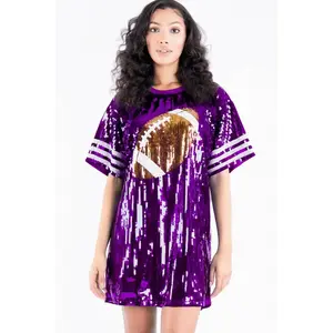 Womens Sequin Embellished Football Mini Dress