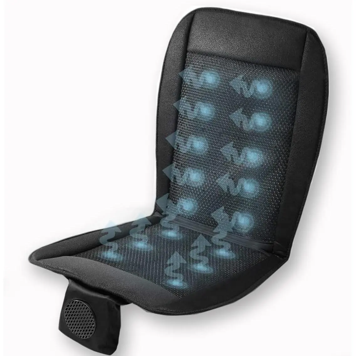 12V Cooling Car Seat Cushion - Black Breathable Mesh Fabric, Microfiber Grid, Adjustable Temperature, Universal Fit, Prevents Fading & Cracking, Reduces Perspiration for Road Travelers, Taxicabs, Fade & Crack Prevention