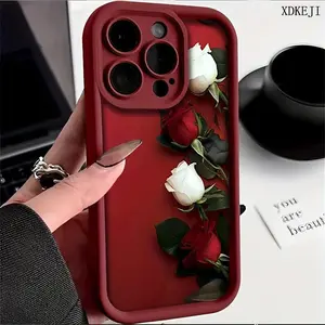 Case for iPhone 16 Pro Max 15 Plus 14 13 12 11 rose Pattern Drop Protection Shockproof Soft Silicone smartphone Cover Protector Protective