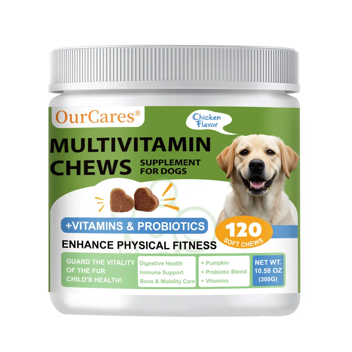 OURCARES 8-in-1 Chewable Multivitamin Bite for Dogs, Soft Chew Immune Support Dog Treats Supplement 8 in dog supplements