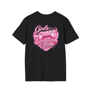 Girls Just Want To Have Fun video game controller T-Shirt | Pink gamer heart
