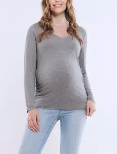 Women's V-Neck Side-Ruched Maternity Long Sleeve Tee - Motherhood Maternity