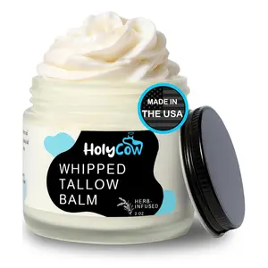 100% Grass Fed Beef Tallow For Skin - Whipped Tallow Balm with Organic Jojoba Oil (Unscented/Herb-Infused), Grass Fed Beef Tallow Face Moisturizer for Eczema, Baby, Lip Balm
