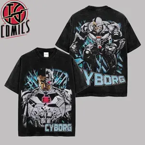 [IG] Cyborg Teen Titans Premium Washed Cotton T-Shirt (Made In US), Victor Stone DC Comic Graphic Tee, Super Hero DC Universe Comics Book Fans Shirt, Comic Book Outfit, Gift For Hero Fans