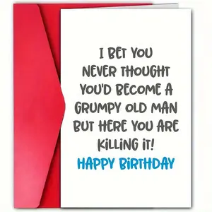 Humorous Birthday Card with Envelope, 1 Count Funny Birthday Card, Greeting Card for Birthday, Gift for Father, Funny Dad Card