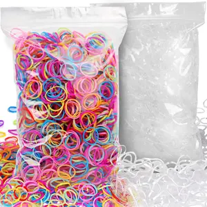 4000 count Elastic Hair Bands, Clear Hair Elastics Small Mini Girls Rubber Bands    Hair Ties(2000pcs Clear + 2000 count Colorful)