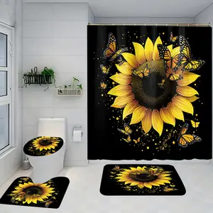 1/4 piece dish kiss design bathroom set, including soft floor mat, toilet seat cushion, shower curtain, creating elegant decoration, home decor, floor mat with good rebound, water absorption, anti slip, the first choice for gift giving