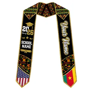 Custom Cameroon Graduation Stole with Name & School, Cameroon Flag Stole Class of 2026, Graduation Gift for High School & College