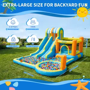 16 FT 9-in-1 Inflatable Water Bounce House, Kids Outdoor Play Toy with Slide & Splash Pool, Ideal Children’s Day Gift | SummerVibes