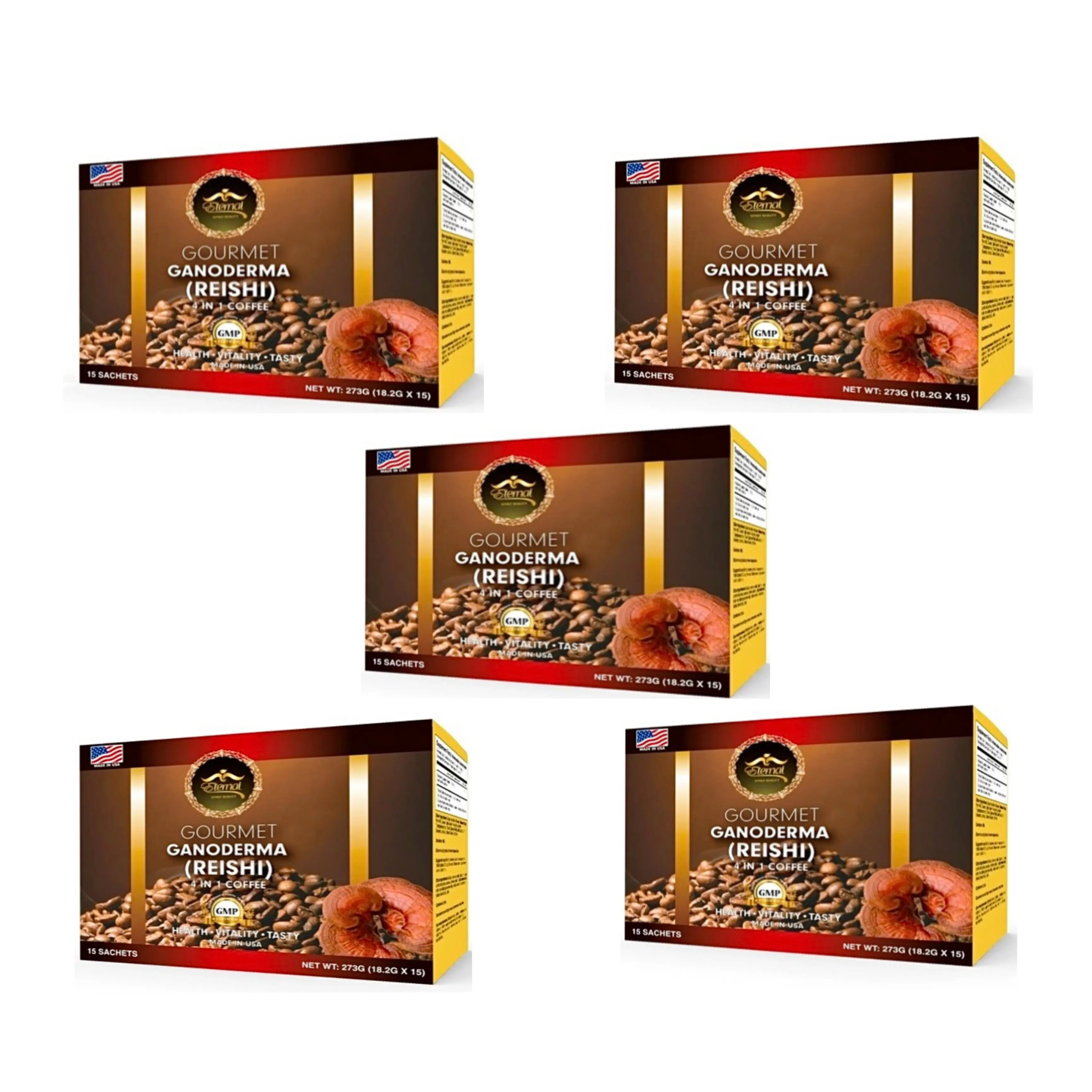 Eternal Spirit Beauty 4 in 1 Coffee Combo Gourmet Ganoderma Reishi Latte - 5 Boxes