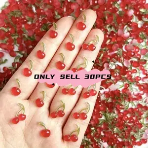 30 Pcs Cherry Resin Decorations for DIY Nail Art, Phone Cases & Earrings, Realistic Fruit Accessories, Craft Supplies, DIY Beading Accessories, DIY with Charms, Nail Art Set