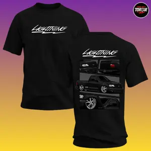 Lightning Ford Pickup Street Truck Graphic Tee, Custom Build Shirt for Men and Women, Retro Cotton Gift for Car Enthusiasts Crew Neck Graphic T-Shirt