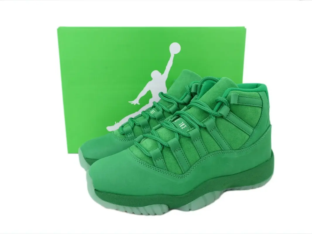All Green Retro High Top Basketball Sneakers, Suede Upper, Cushioned Midsole, Unisex Street Casual Sports Shoes