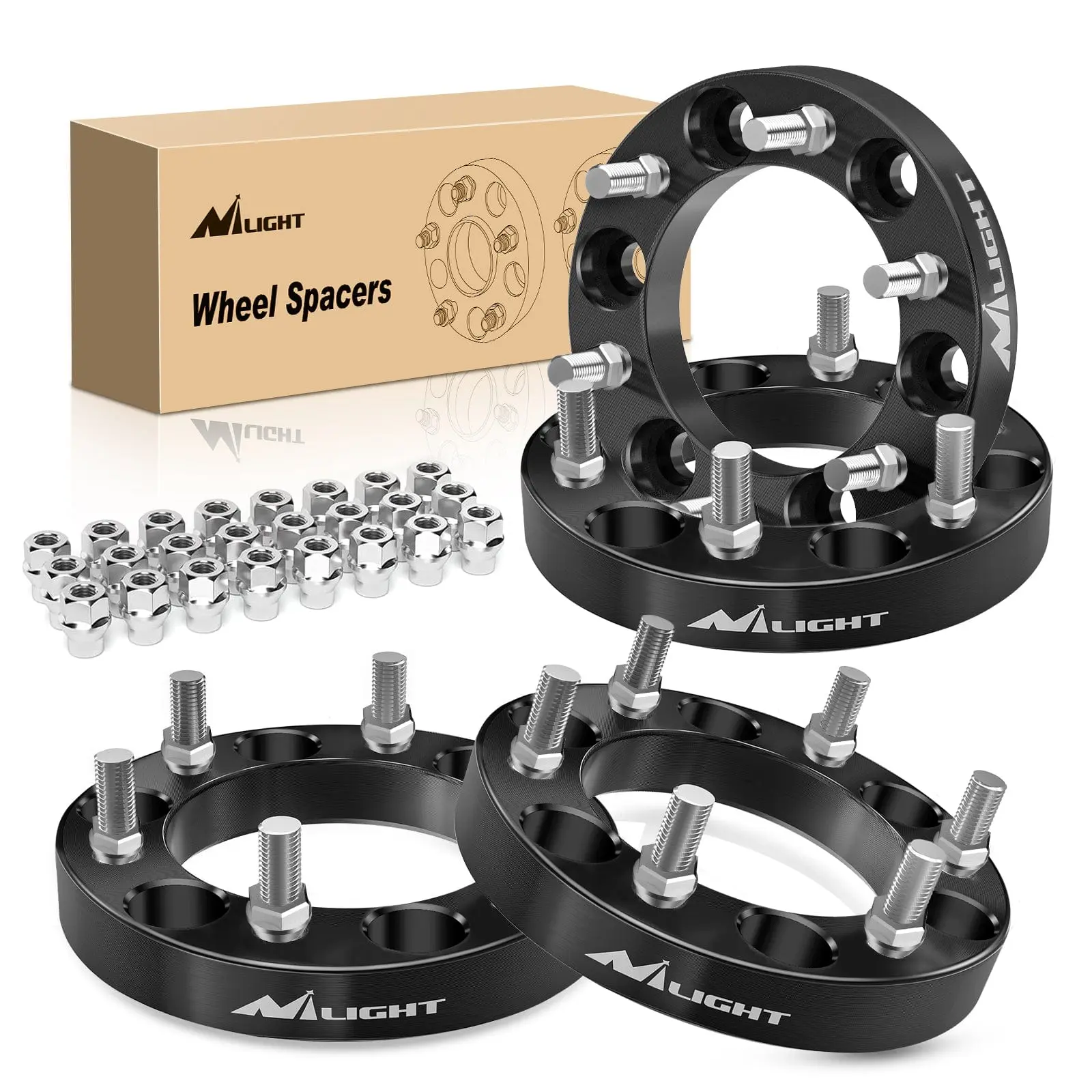 Nilight 1inch (25mm) Wheel Spacers 4Pcs For 1995-2023 Toyota Tacoma 4Runner FJ Cruiser Tundra Fortuner Sequoia Land Cruiser | 6x139.7 | 108 Hub Bore | 12x1.5 Studs