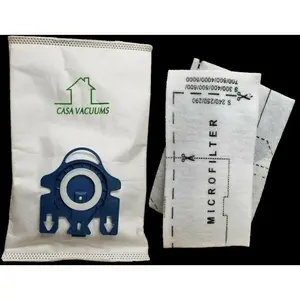5 Miele Type GN Deluxe Allergen Filtration Canister Vacuum Cleaner Bags + 1 Motor Filter, and 1 Exhaust Air Clean Filter