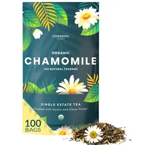 Cederberg Tea Company Organic Chamomile Tea 100 Natural Teabags - Promotes Relaxation & Better Sleep -  Caffeine-Free Herbal beverage - Enjoy Hot or Cold