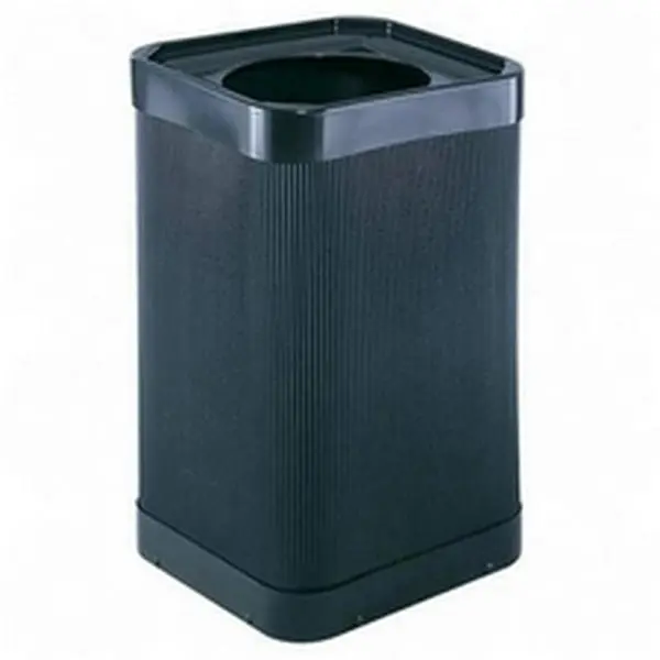 Black At-Your-Disposal Waste Receptacle, 100 Percent Recyclable, High-Density Polyethylene, Impact and Moisture-Resistant, Built-In UV Inhibitors, Graphic Display Capabilities
