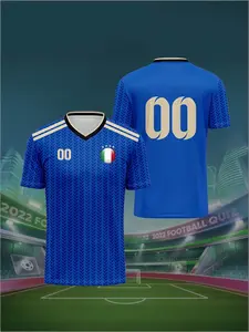 Italian V-Neck Football Jersey, Breathable Sports Shirt, Jersey Shirts, Italian Flag Design, Lightweight for Training, Running, Beach, Casual Wear