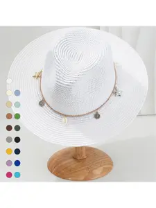 Men's and women's Panama-style straw hats, accessories shell starfish copper coins, accessories hats with flat brims, engagement partySpeedy Smarts
