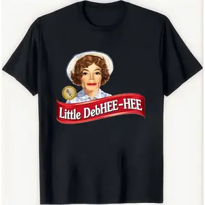 little debhee hee vintage casual cotton T-shirt for men women breathable moisture wicking knit fabric crew neck printed top for spring summer