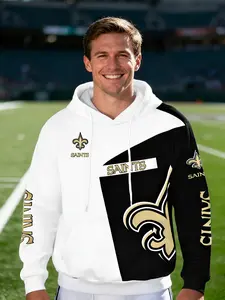 New Orleans Saints Men's Sports Hoodie, Breathable Fabric, Best Gift for Nfl Fans, Sporty Style, Long Sleeve, Fitted H-Type