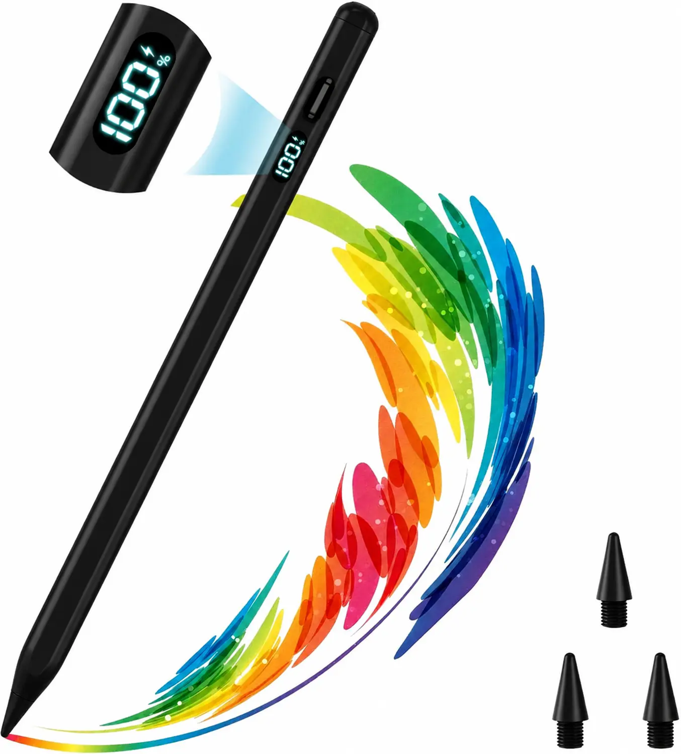 Stylus Digital Pencil for iPad 2018 & Later, LED Battery Display, Palm Rejection, Tilt Sensitivity, USB-C Fast Charging, Magnetic Attachment, Replaceable 1.5mm Tip, Compatible with iPad Pro Air Mini 6-11th Gen DealsForYouDays