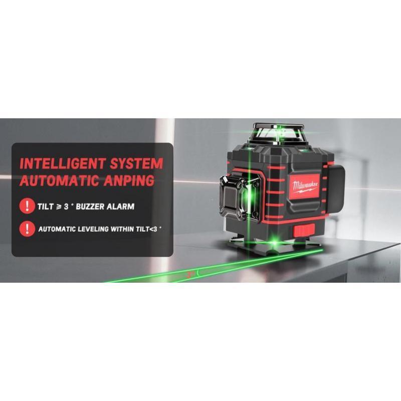 Milwaukee Degree Vertical Cross Laser Level 360 Green Beam Rechargeable Battery for Precise Horizontal & Vertical Measurements Ideal for Construction & DIY Projects