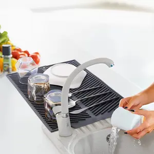 Foldable Silicone Drain Pad, Kitchen Drying Mat, Fruit Vegetable Dish Draining Pad, Sink Mat, Table Storage Pad, Splash Proof, 1pc