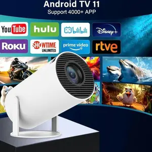 Mini Projector HY300 PRO (Portable): 4K/1080P, Dual-Band WiFi6/5G, BT5.2, Android 11, 35"-130" Screen. Father's Day Deal. Upgraded White-Tone Flip Audio Cable