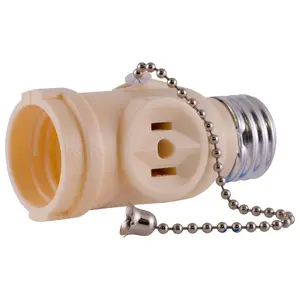 Power Gear Socket Adapter, Polarized, 2 Outlets, Pull Chain, Ivory