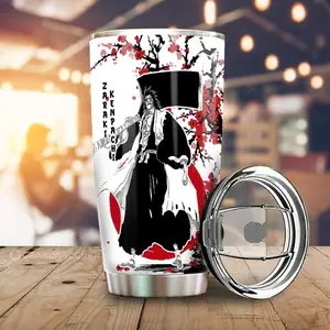 [New Anime Drinkware - Sale Up To 35%] Kenpachi Zaraki Tumbler Cup, Bleach Anime Car Interior Accessories, Soul Reaper Captain Design, Battle Anime Drinkware, Gift For Fans