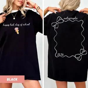 of School Shirt, Autograph Shirt 2026, End of Year Tee, Student Signature Shirt, Summer Break Teacher, Gift for Student - Double-sided print - Unisex T-shirt