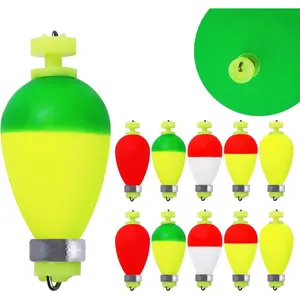 Weighted Fishing Bobbers 10-Pack - Slip Bobbers for Catfish with Spring Clip | 5 Sizes & Styles | High-Visibility EVA Floats with Bottom Weight for Stability
