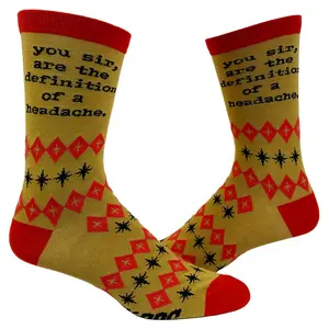 Men's You Sir Are The Definition Of A Headache Socks Funny Retro Sarcastic Footwear Funny Graphic Socks Comfortable Fitted Spandex Cotton
