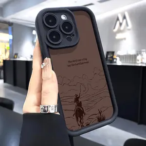 Phone Case for iPhone 17 Pro Max 16 Plus 15 14 13 12 11 Air E Cowboy on horseback Shockproof Silicone TPU Bumper Drop Protection Soft Cover