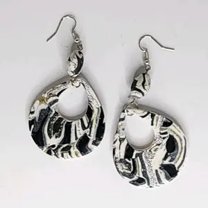 Polymer Clay Fishhook  Earrings with Handmade Bead