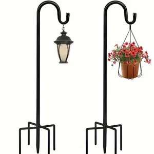 1pc Shepherd Hooks Thick Adjustable Rust Resistant Shepards Hooks For Outdoor Solar Lights, Lanterns, Flower Basket, Bird Feeder