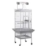 Segawe Metal Parrot Cage - Home Safe Habitat with 2-in-1 Detachable Rolling Swivel Wheels Stand, Pull-Out Tray, Visible Feeding Cups, Wooden Perches, Open-Top Play Area, 25in(W)x17in(D)x53in(H) - Portable Bird Houses for Parakeet Cage Setup