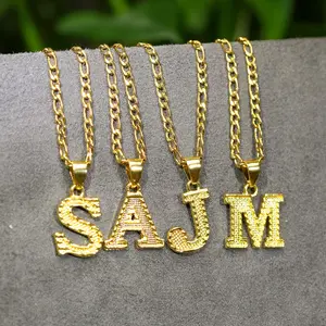 26 English Letters Gothic Necklace Fashion Simple Couple Necklace Men's Jewelry Women's Jewelry Initial Necklace for Figaro Paperclip Chain With Extension Gift