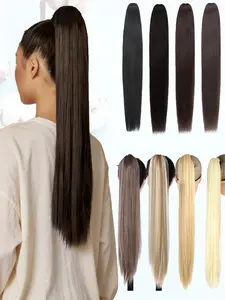 KAIRIYA 26 Inch Sleek Straight Ponytail - Voluminous Clip-In Hairpiece for Women, Natural Fluffy Look for Holiday Parties & Daily Wear, Synthetic Hairpieces, Soft Synthetic Hair