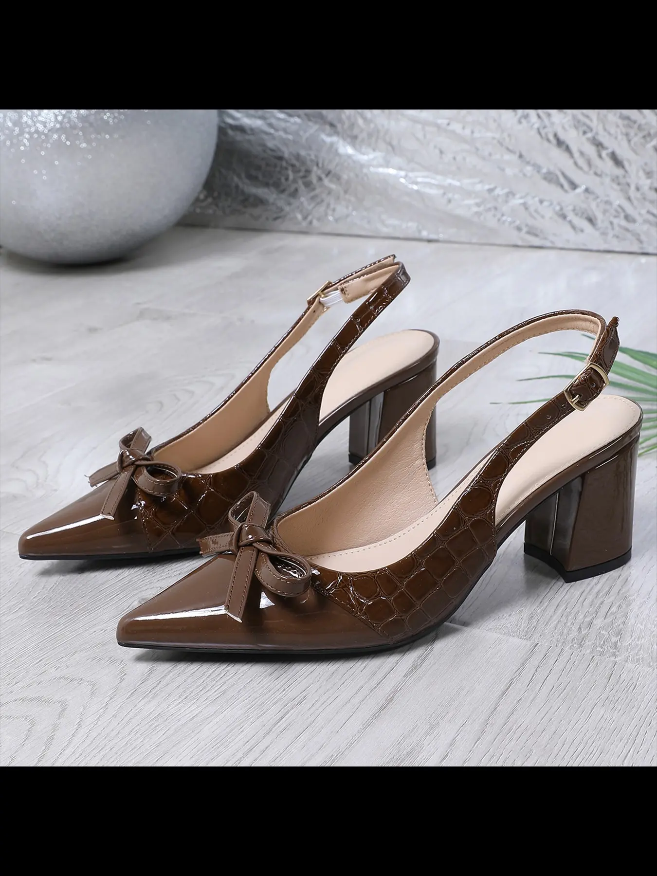 Women's Elegant Summer High Heel Sandals, Stylish Footwear, Fashionable Patchwork Pointed Toe Thick Chunky Heel Backless Shoes, Perfect for Shopping Parties Commuting, Chunky Block Heel