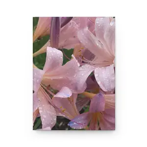 Pink Rain Lily Hardcover Journal — Floral Notebook with Dew-Kissed Blooms