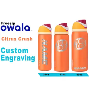 Owala Citrus Crush Color Insulated Water Bottles, Personalized Stainless Steel Water Bottle, Laser Engraved Custom Water Bottle with Straw.