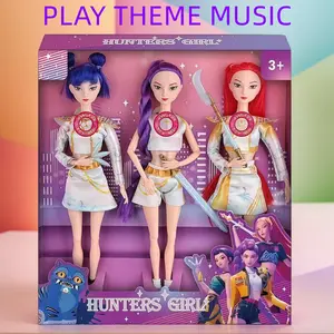 Kpop Girl Group Anime Action Figure Dolls, 11.5 inche 12 Joint Movable Anime-Rumi, Mira and Zoey, Anime-Inspired Collectible Dolls, Gift Box for Fans & Kids-desk display-Kpop Idol Merch Collectibles