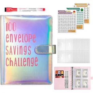 100 Envelopes Saving Challenge Binder, Budget with  Envelopes and Saving ,  Stuffing Binder from 30 Days to 52 Weeks,to $500,$5,050 and $10,000 ( )
