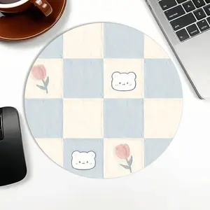 Cute Bear Pattern Mouse Pad, Round Mouse Pad with Non-slip Rubber Base, Decorative Mouse Mat for Office & Home Use, Gaming Mouse Pads, Gaming Accessories
