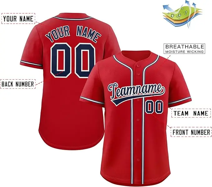 Custom Baseball Jersey Stitched Personalized Baseball Shirts Sports Uniform for Men Women Boy